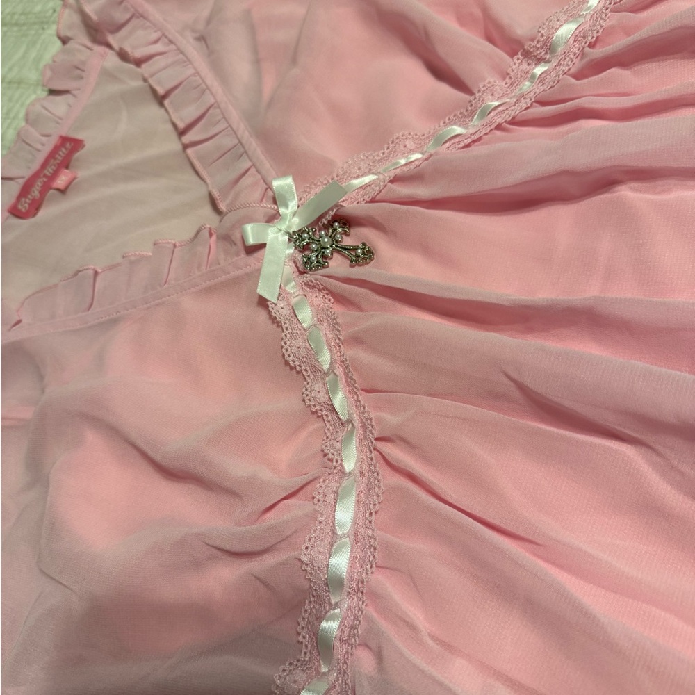 Sugar Thrillz Pink Sheer Ruffle Top - Picture 3 of 8